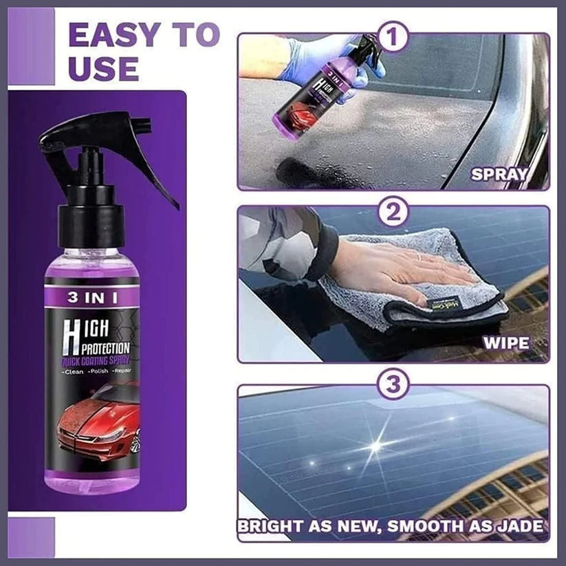 🔥3 in 1 High Protection Quick Car Ceramic Coating Spray - 😍(BUY 1 Get 1 Free)😍