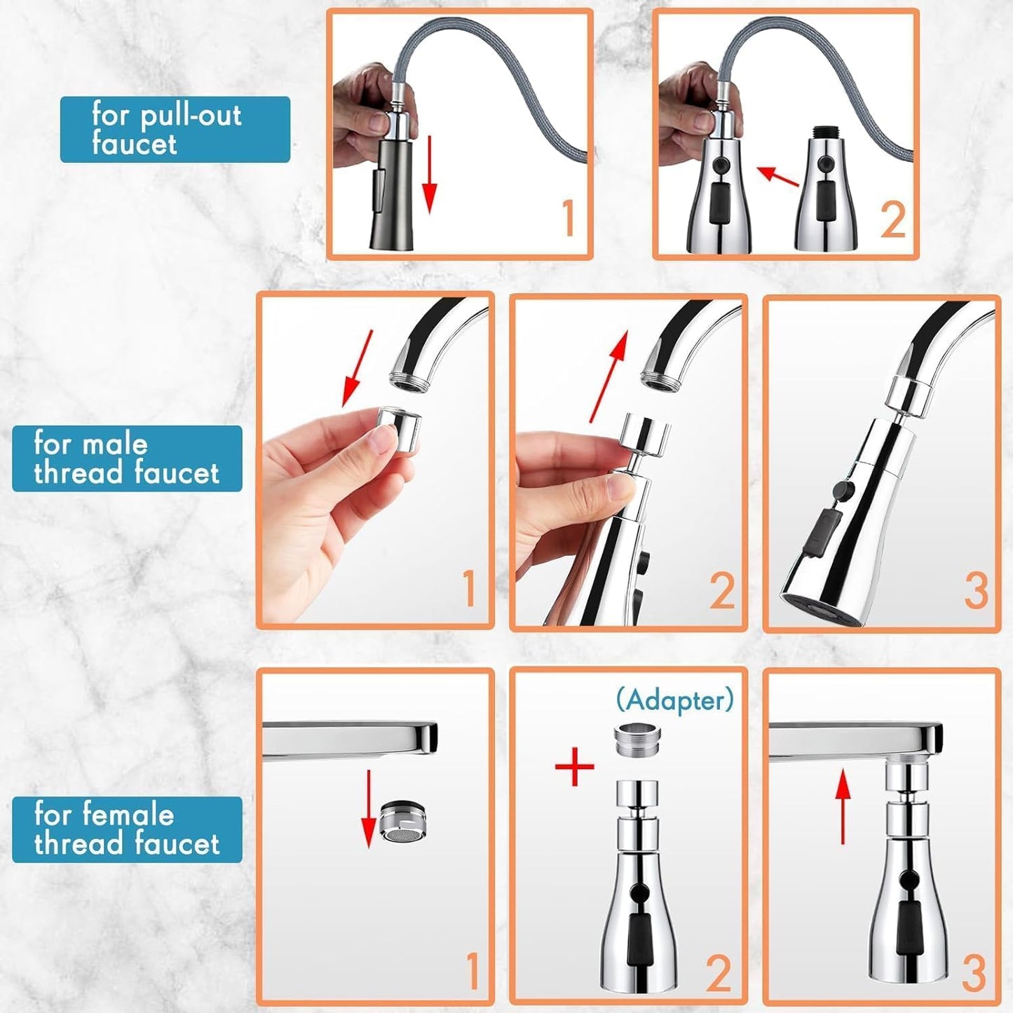360° Rotating Kitchen Faucet – Powerful 3-Mode Water Spray