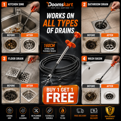 360° Spring Sink Drain Cleaner Pipe