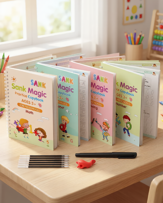 Sank Magic Practice Copybook, (4 BOOK +1 PEN + 10 REFILL FREE)