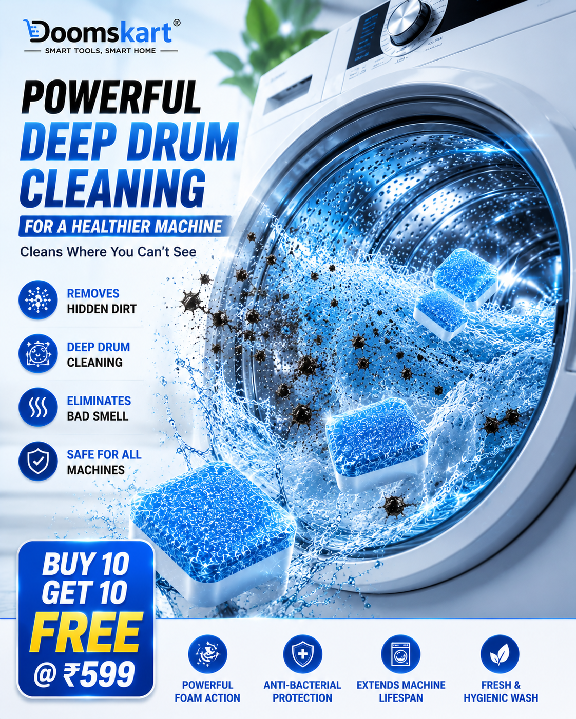 Washing Machine Cleaning Tablets – Buy 10 Get 10 Free