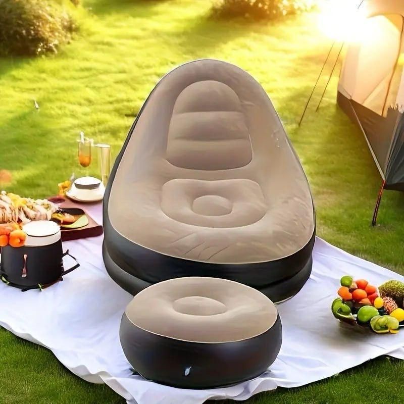 ✨2 in 1 Inflatable Air Sofa with Free Foot Stool✅