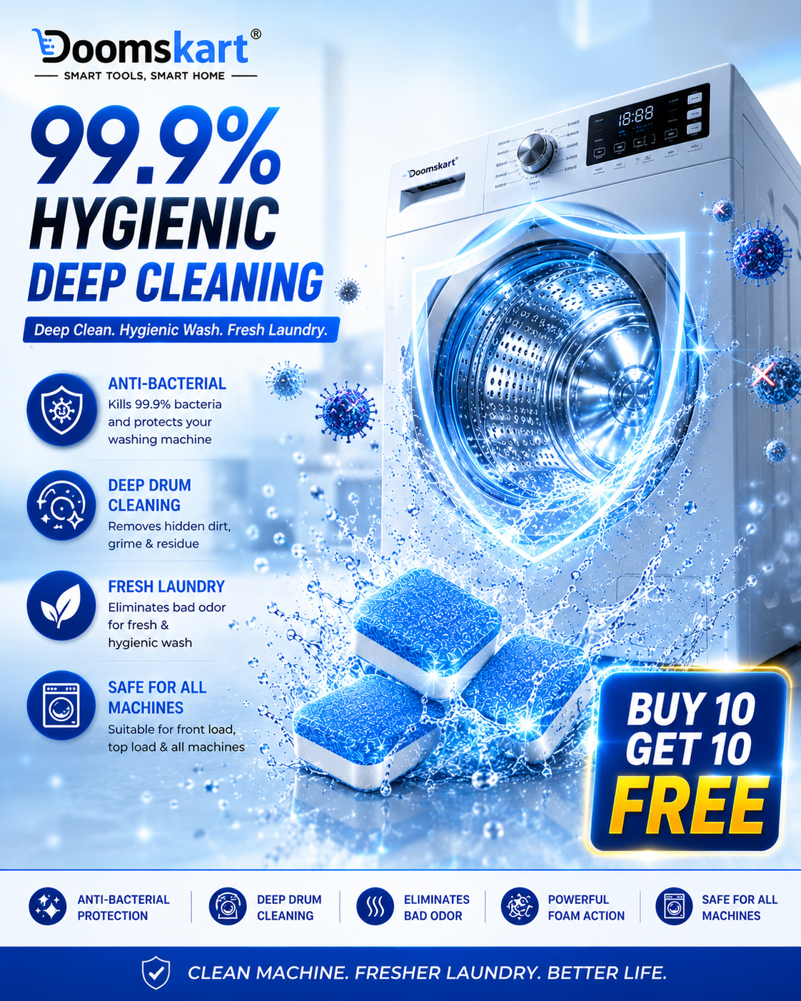 Washing Machine Cleaning Tablets – Buy 10 Get 10 Free