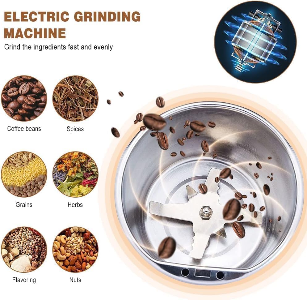 Premium Stainless Steel 4 Blade  Electric Herb & Spice Grinder
