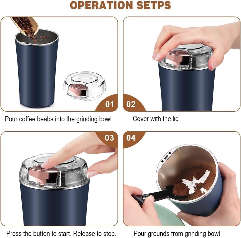Premium Stainless Steel 4 Blade  Electric Herb & Spice Grinder