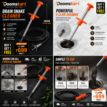 360° Spring Sink Drain Cleaner Pipe