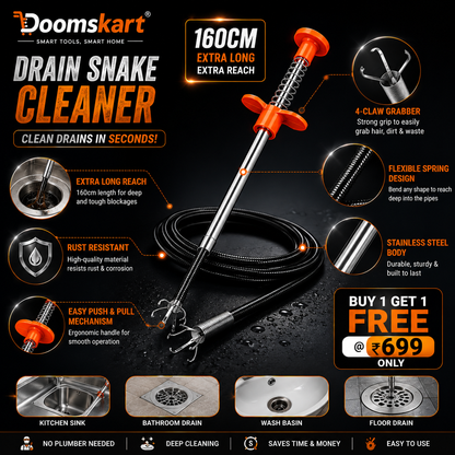 360° Spring Sink Drain Cleaner Pipe