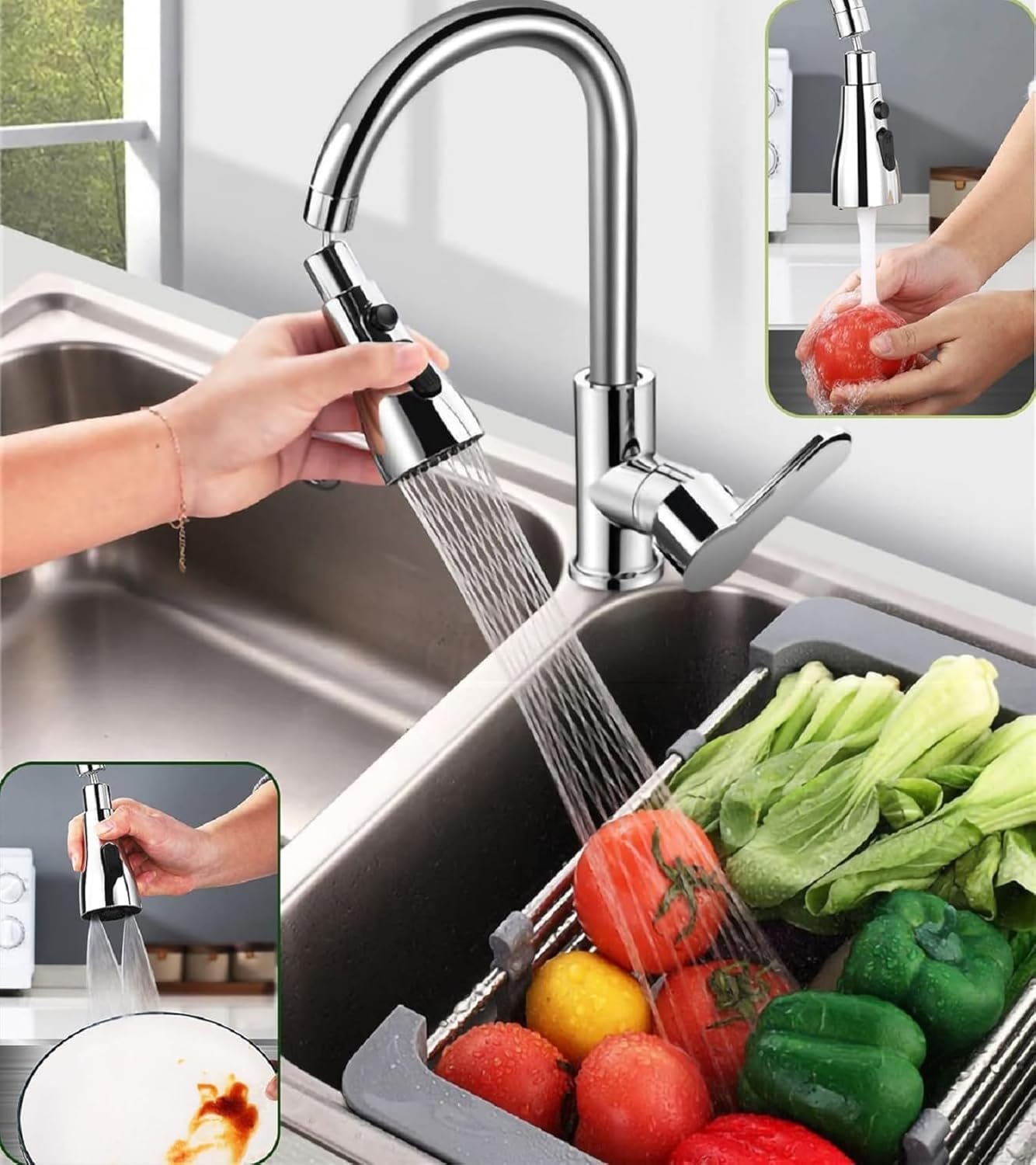 360° Rotating Kitchen Faucet – Powerful 3-Mode Water Spray