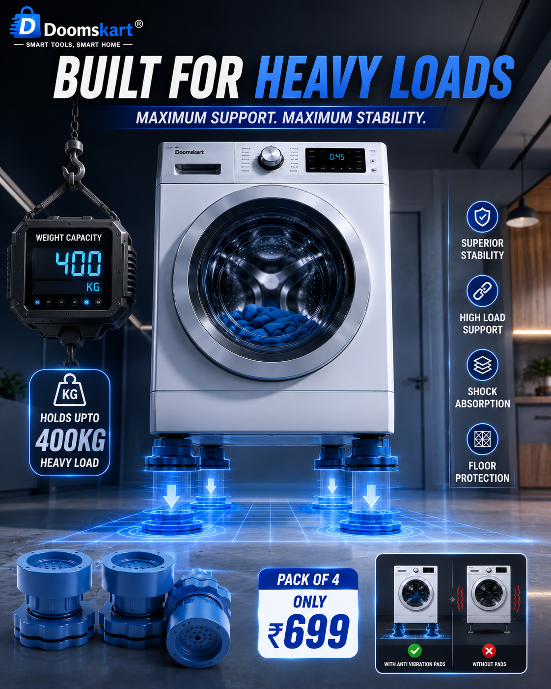 Washing Machine Anti vibration Foot Pads (Pack of 4)