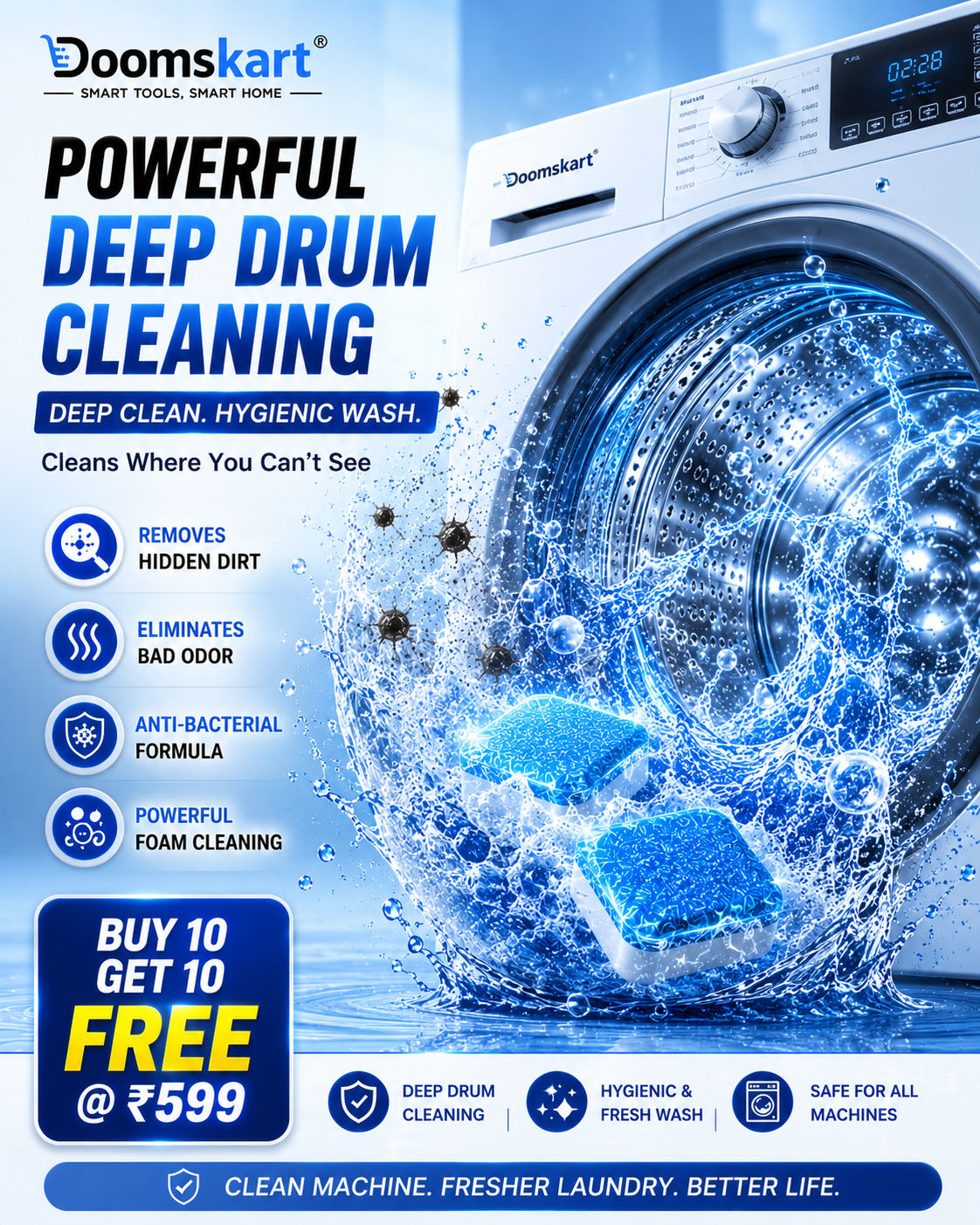 Washing Machine Cleaning Tablets – Buy 10 Get 10 Free