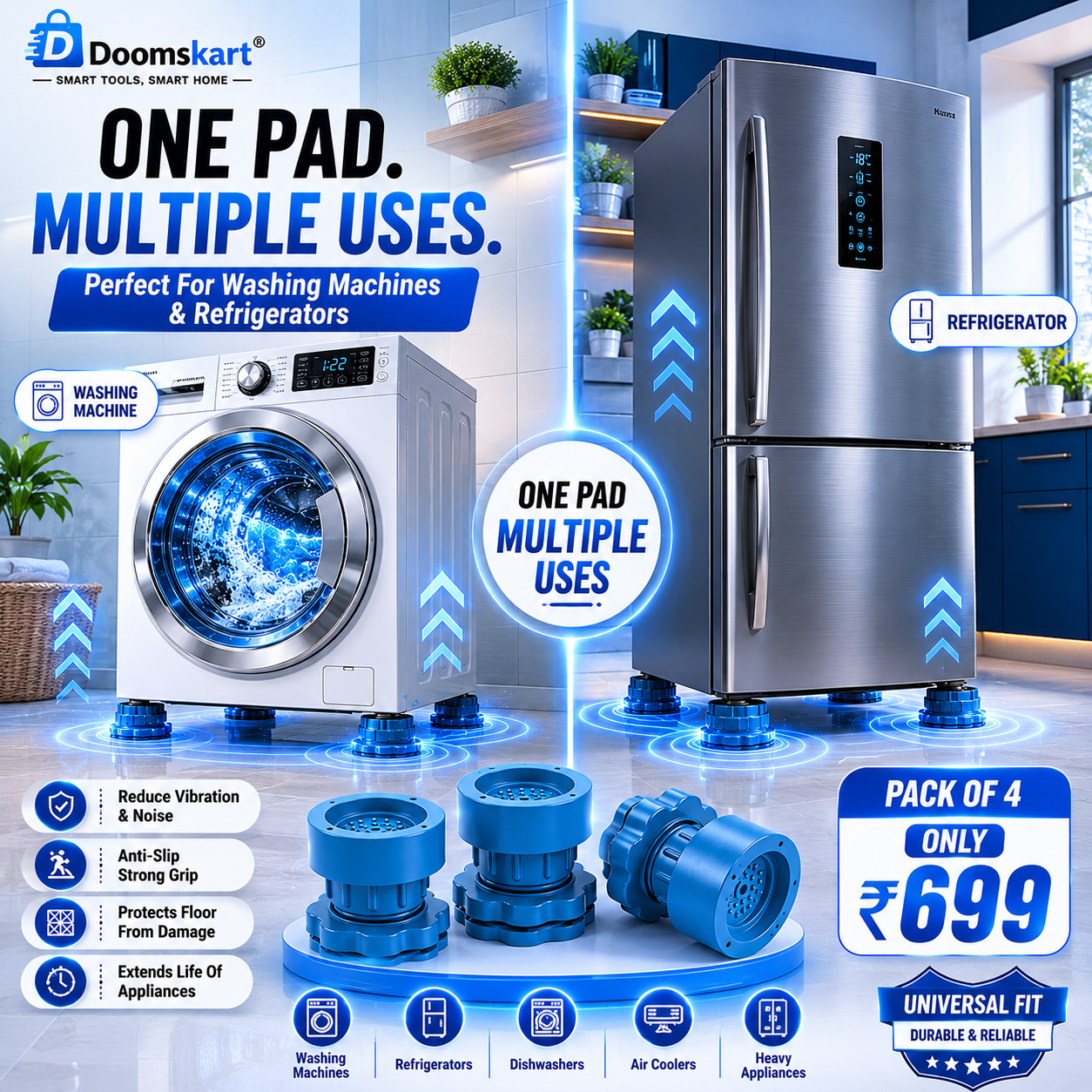 Washing Machine Anti vibration Foot Pads (Pack of 4)