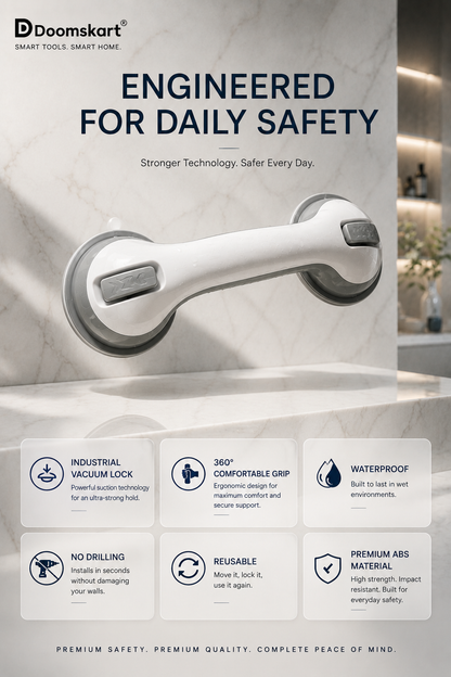 Safety Suction Cup Bathroom Handle – Anti-Slip Grab Bar | No Drilling