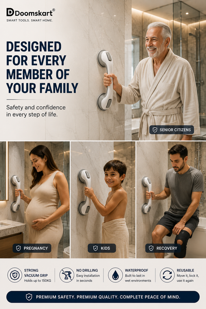 Safety Suction Cup Bathroom Handle – Anti-Slip Grab Bar | No Drilling