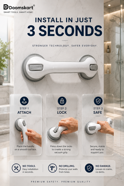 Safety Suction Cup Bathroom Handle – Anti-Slip Grab Bar | No Drilling