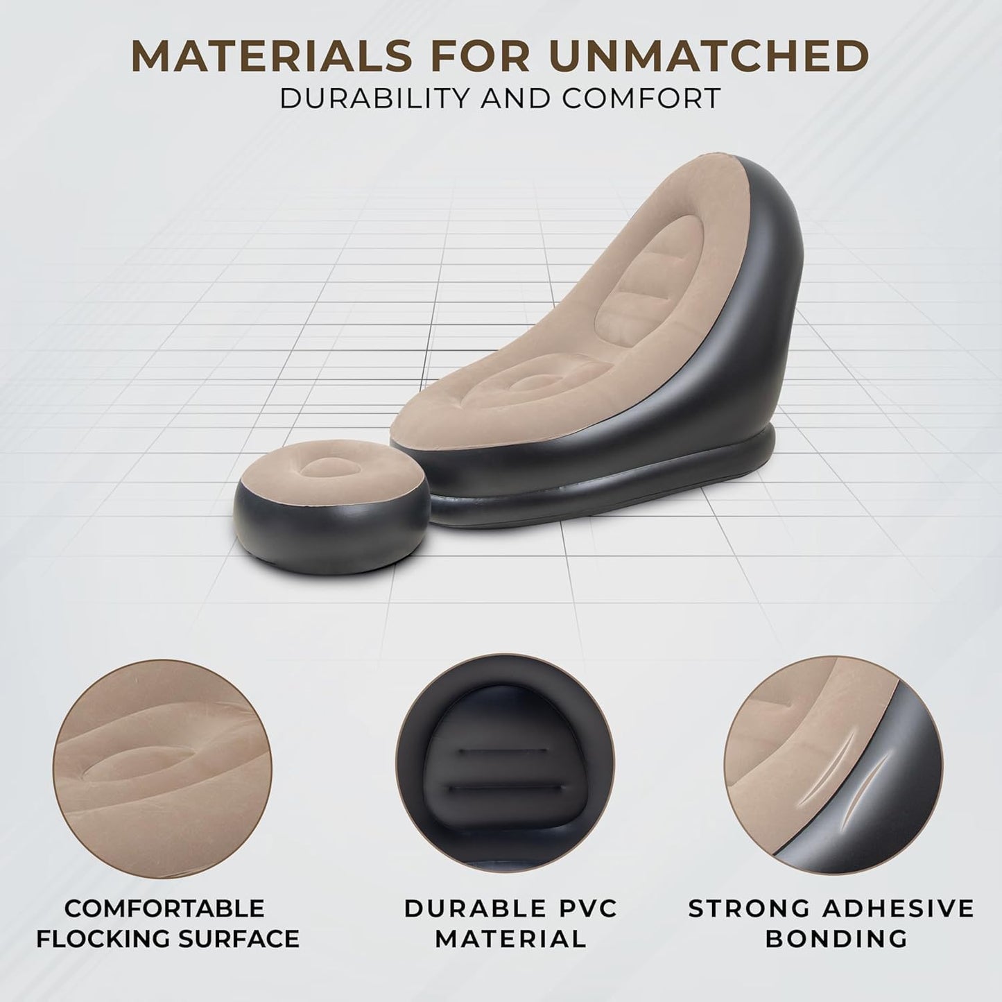 ✨2 in 1 Inflatable Air Sofa with Free Foot Stool✅