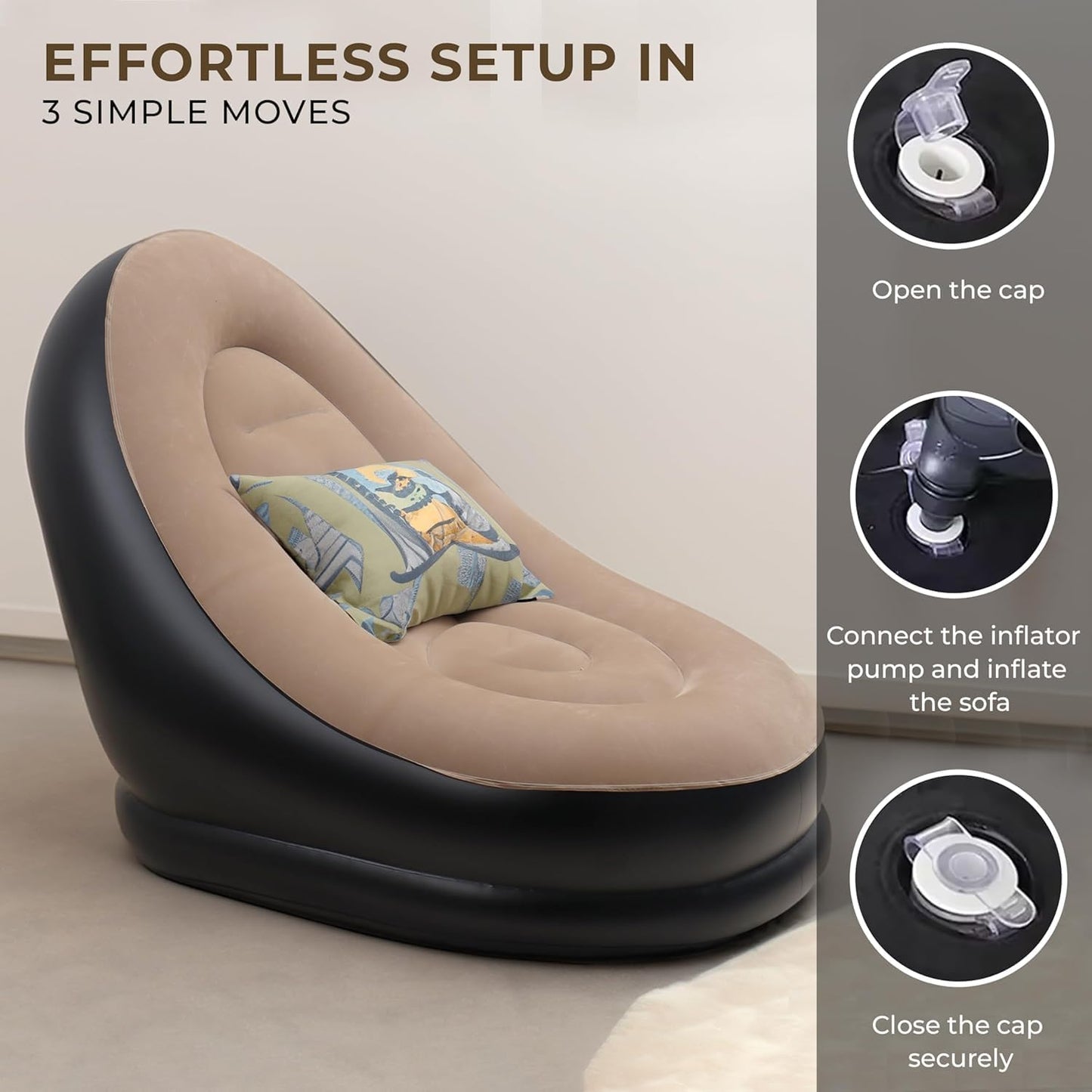 ✨2 in 1 Inflatable Air Sofa with Free Foot Stool✅