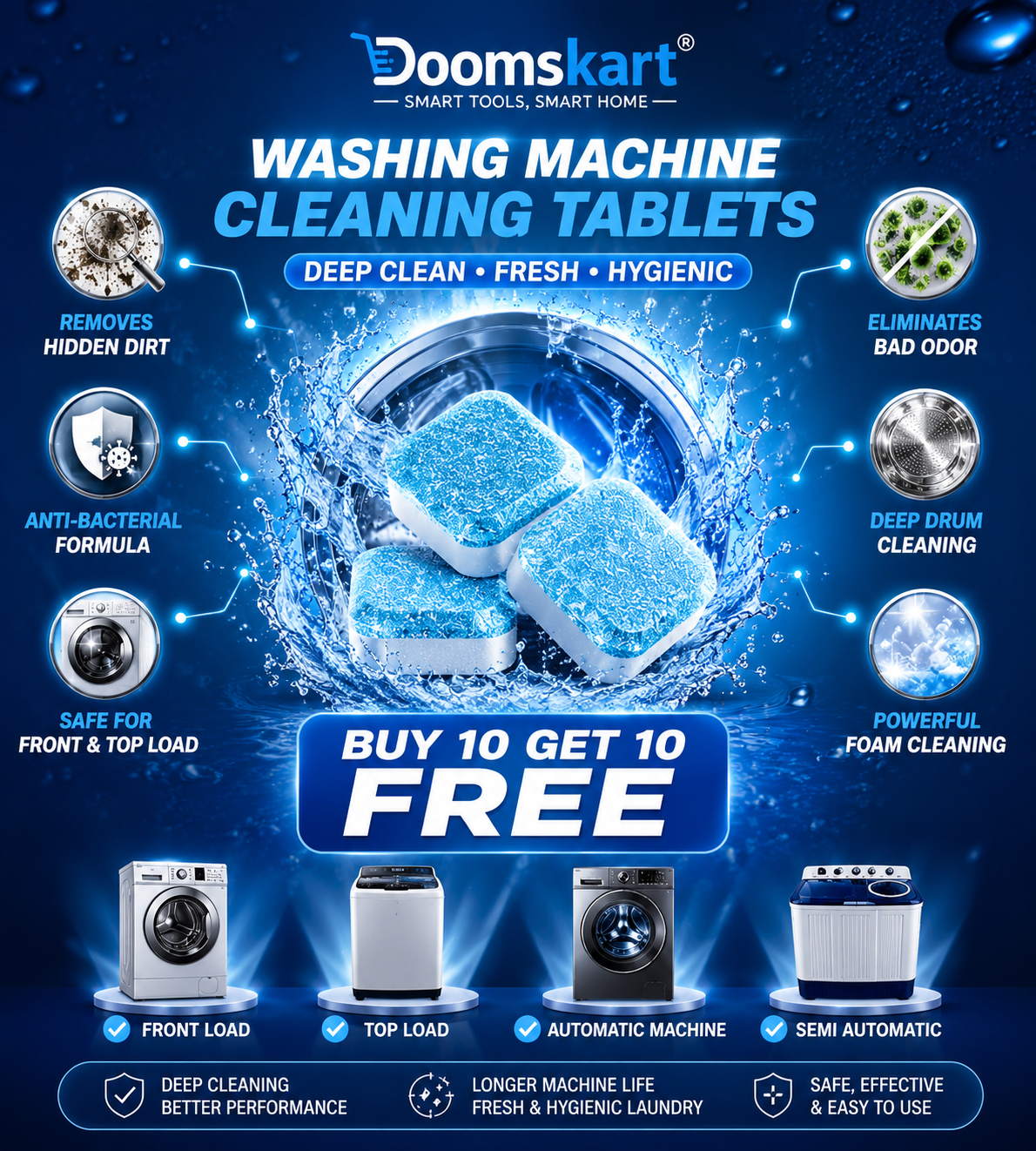 Washing Machine Cleaning Tablets – Buy 10 Get 10 Free