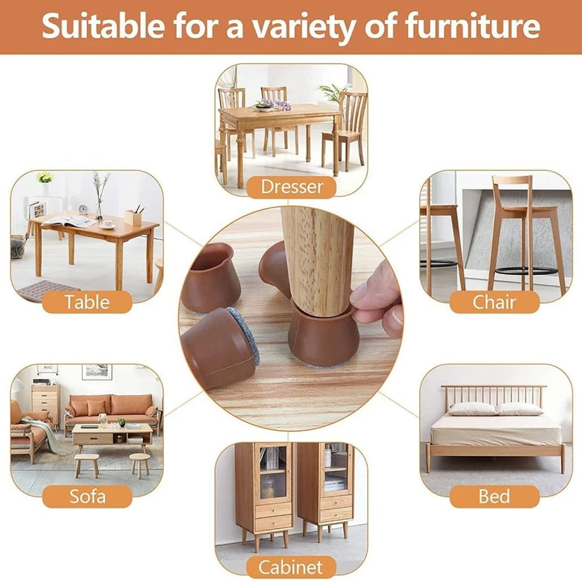 Premium Silicone Chair Leg Protectors – Anti-Scratch Noise-Free Floor Covers