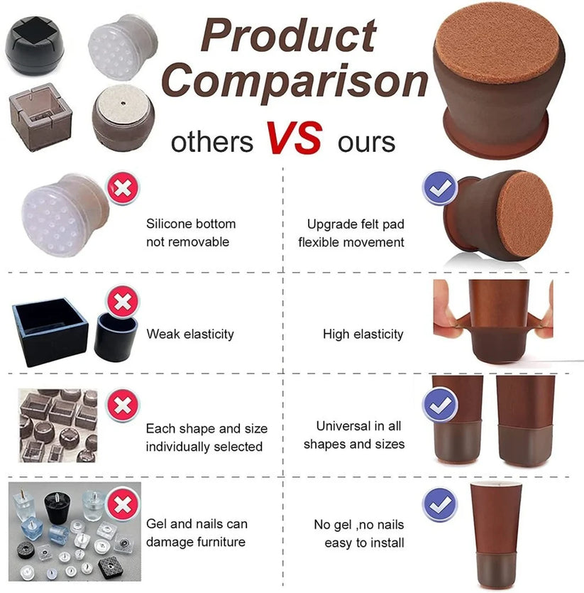 Premium Silicone Chair Leg Protectors – Anti-Scratch Noise-Free Floor Covers